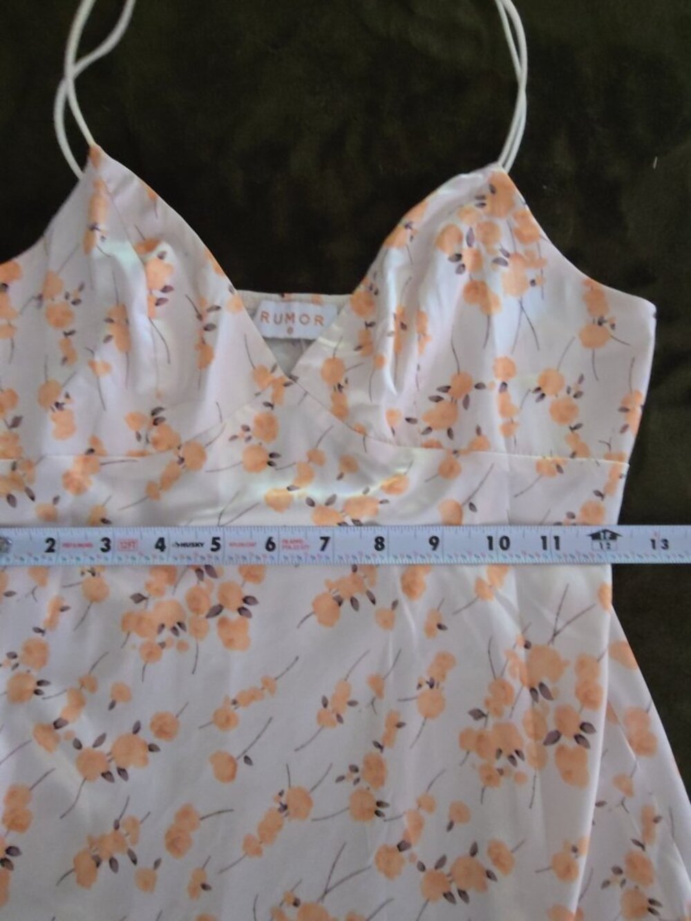 RUMOR White Peach Floral Slip Dress Size 8 Spaghetti Strap Side Slit - Picture 4 of 6
